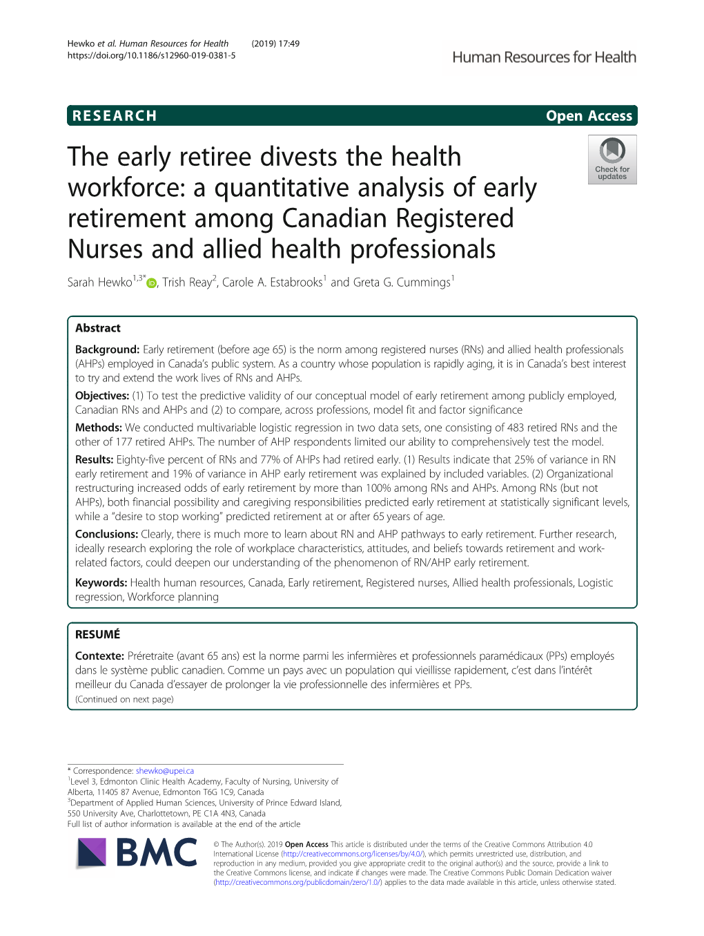 The Early Retiree Divests the Health Workforce: a Quantitative Analysis Of