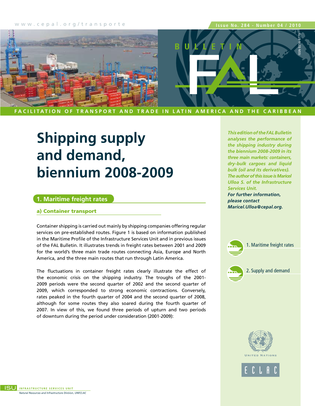 Shipping Supply and Demand, Biennium 2008-2009