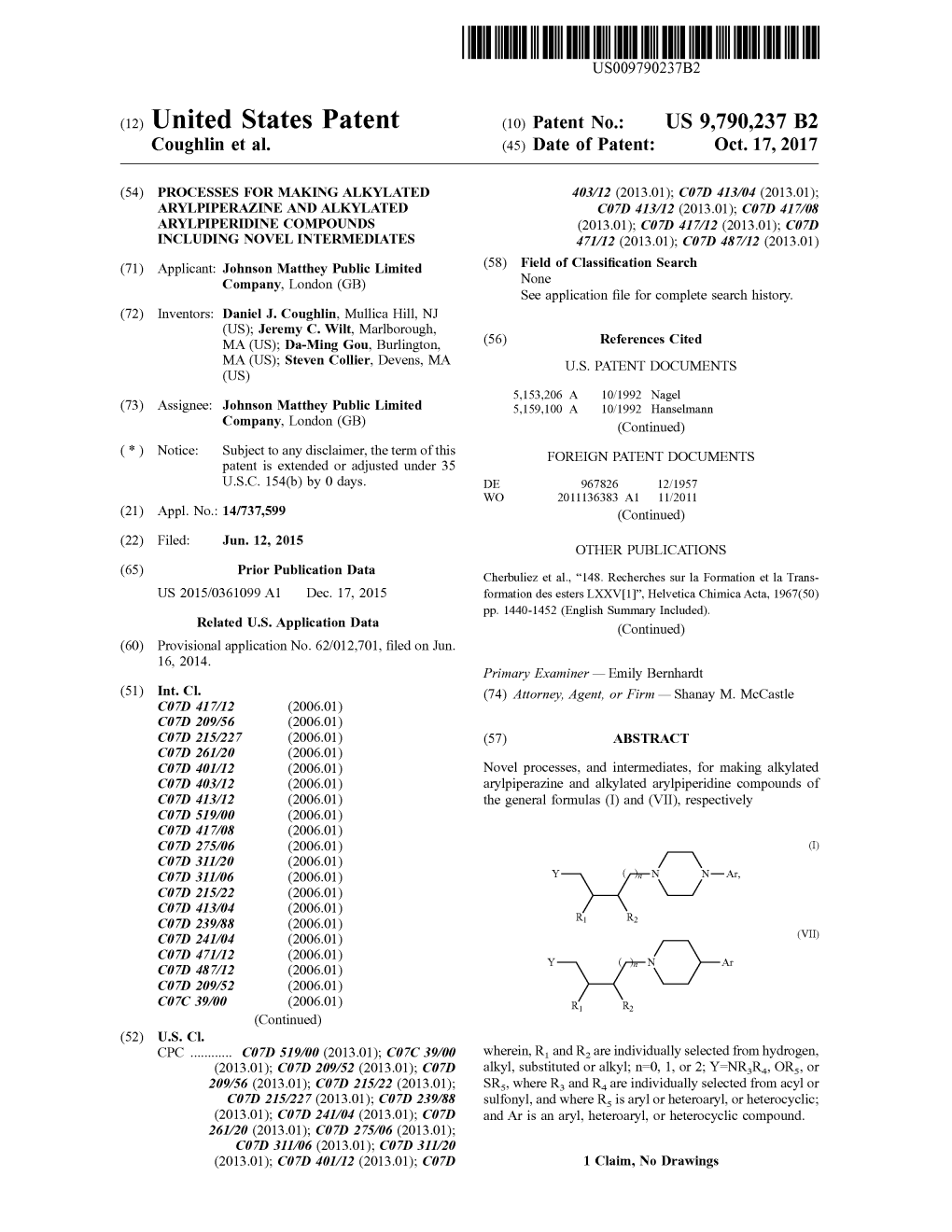 THAT ARALLELUUMUTIUS009790237B2 (12 ) United States Patent ( 10 ) Patent No