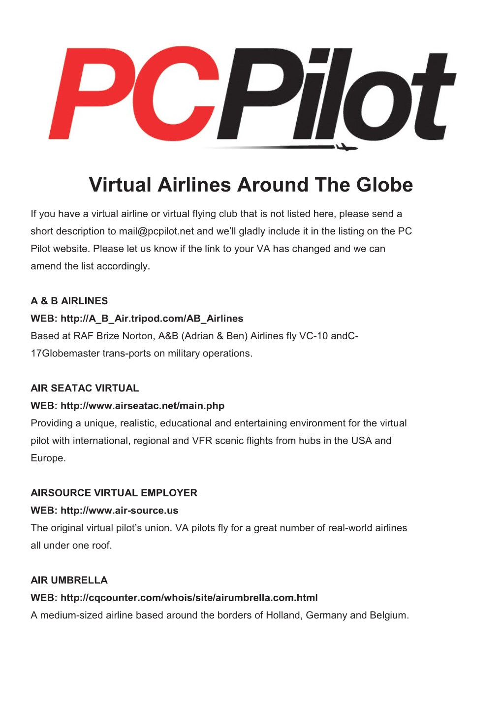 Virtual Airlines Around the Globe