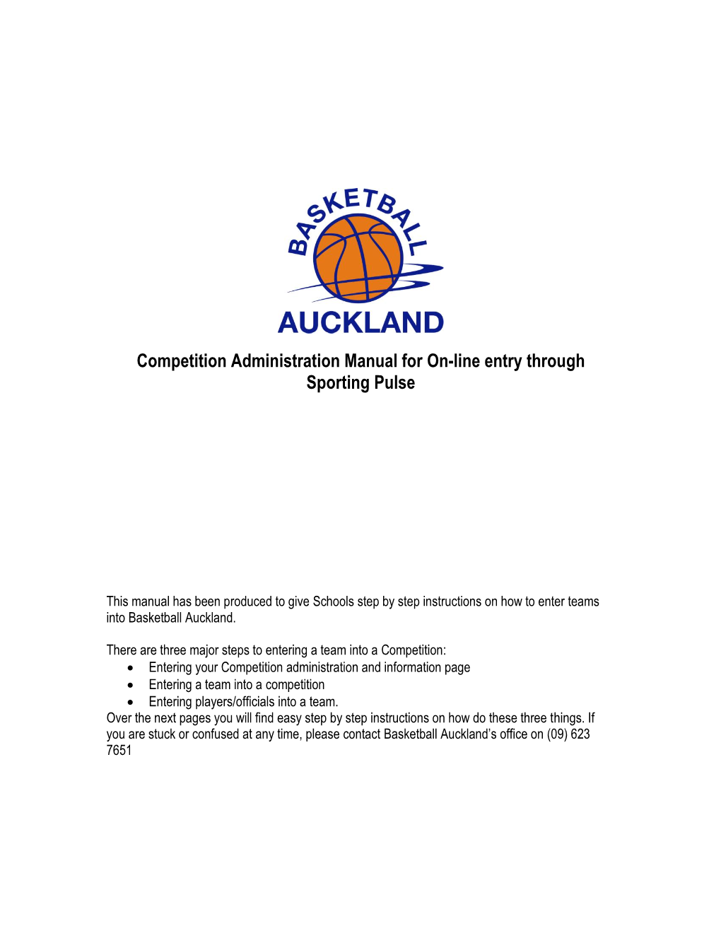 Competition Administration Manual for On-Line Entry Through Sporting Pulse