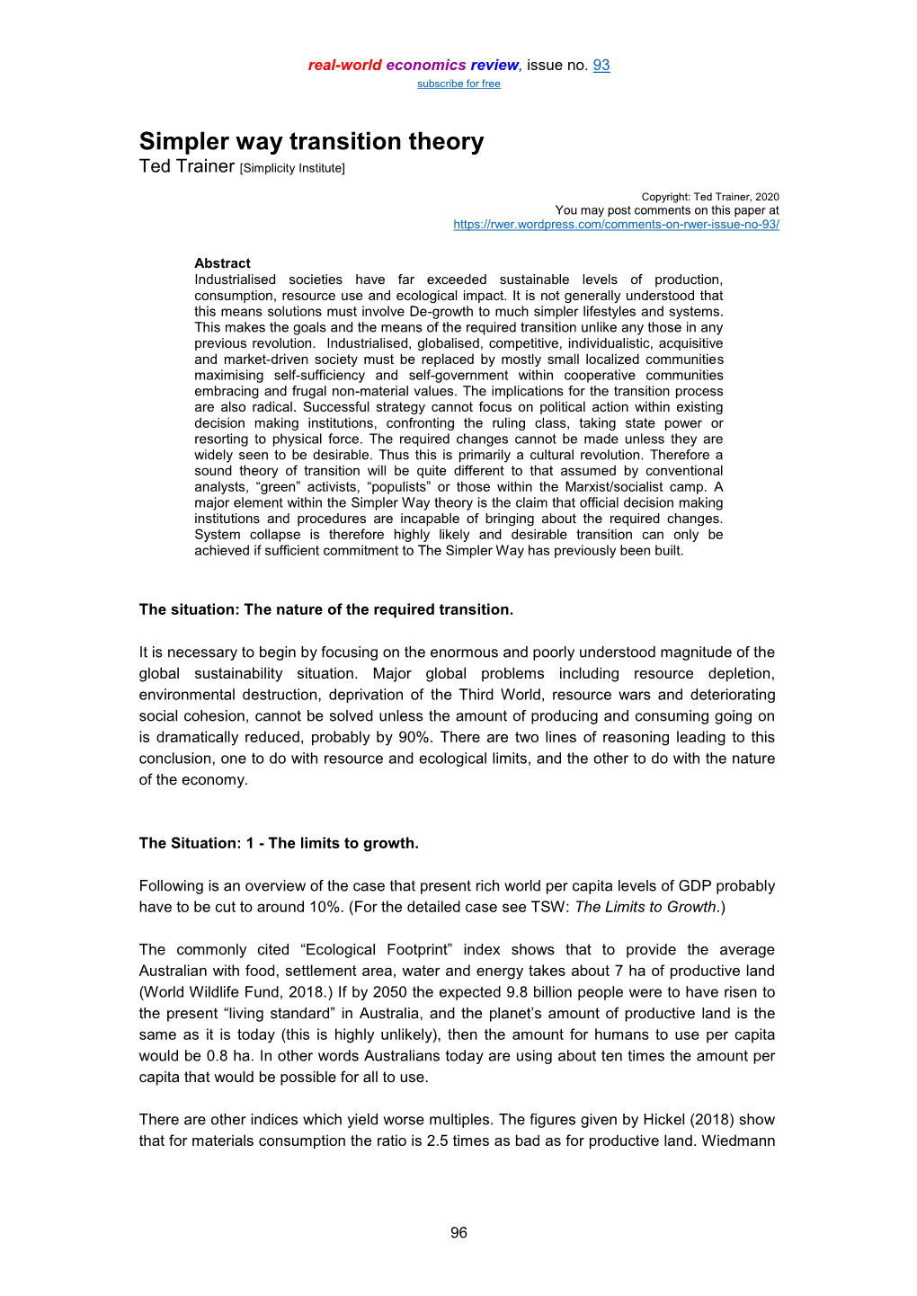 Simpler Way Transition Theory Ted Trainer [Simplicity Institute]