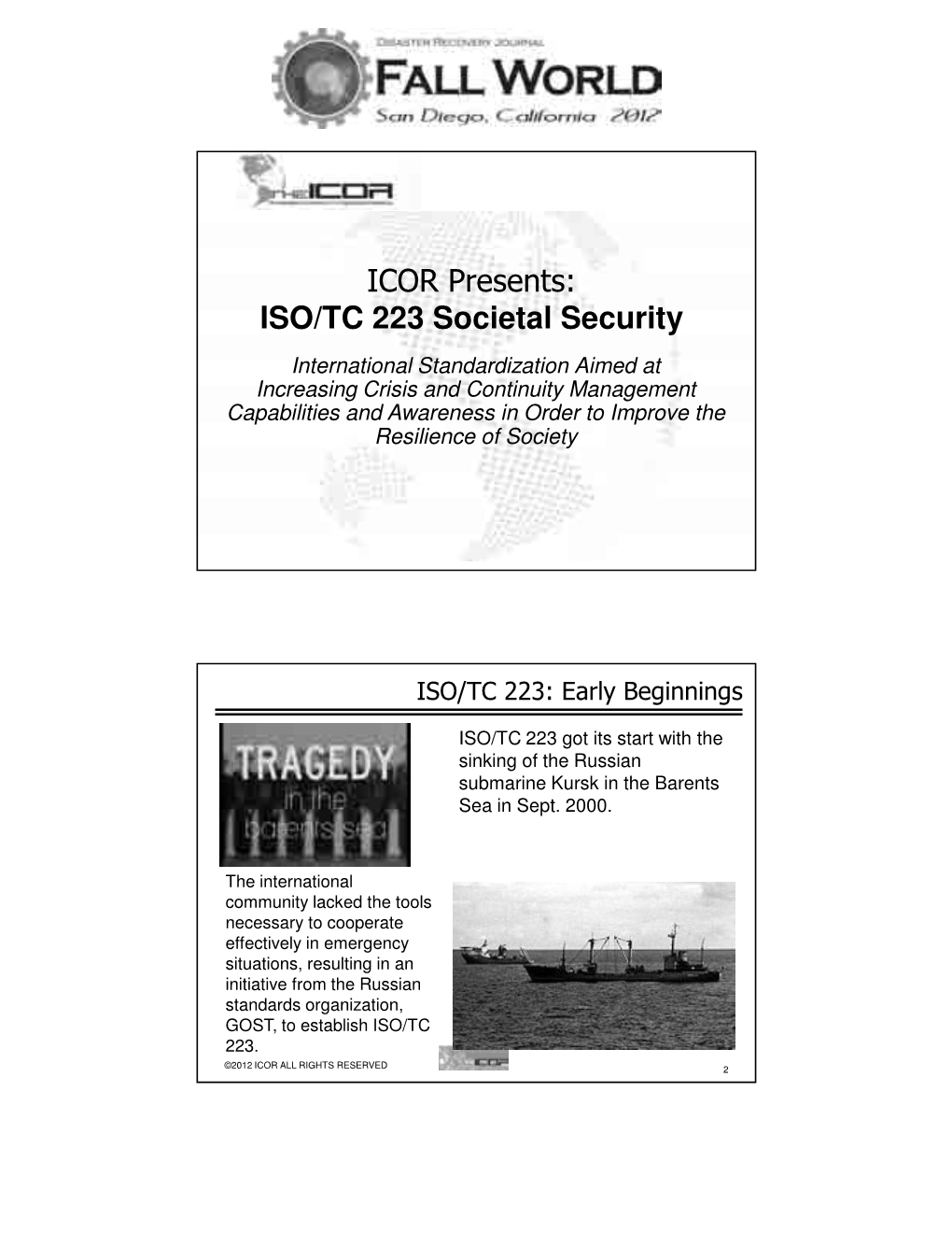 ISO/TC 223 Societal Security