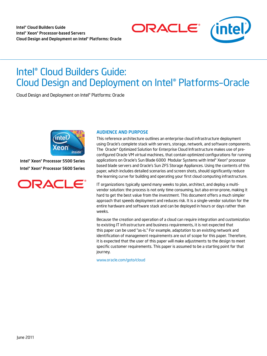 Cloud Design and Deployment on Intel® Platforms-Oracle