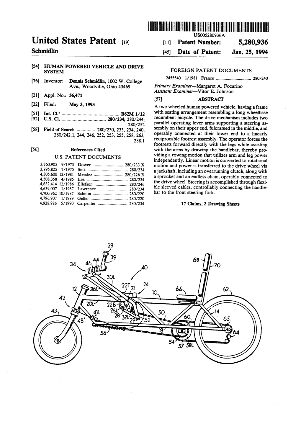 Sits.Ci..."20/326/44 Recumbent Bicycle. the Drive Mechanism Includes