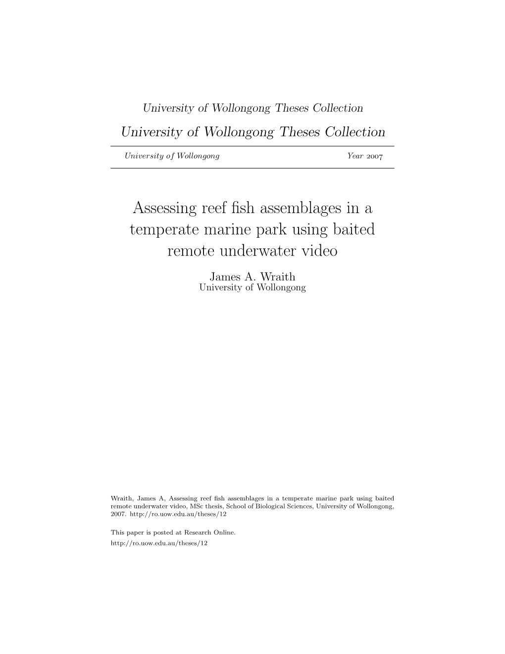 Assessing Reef Fish Assemblages in a Temperate Marine Park Using Baited Remote Underwater Video