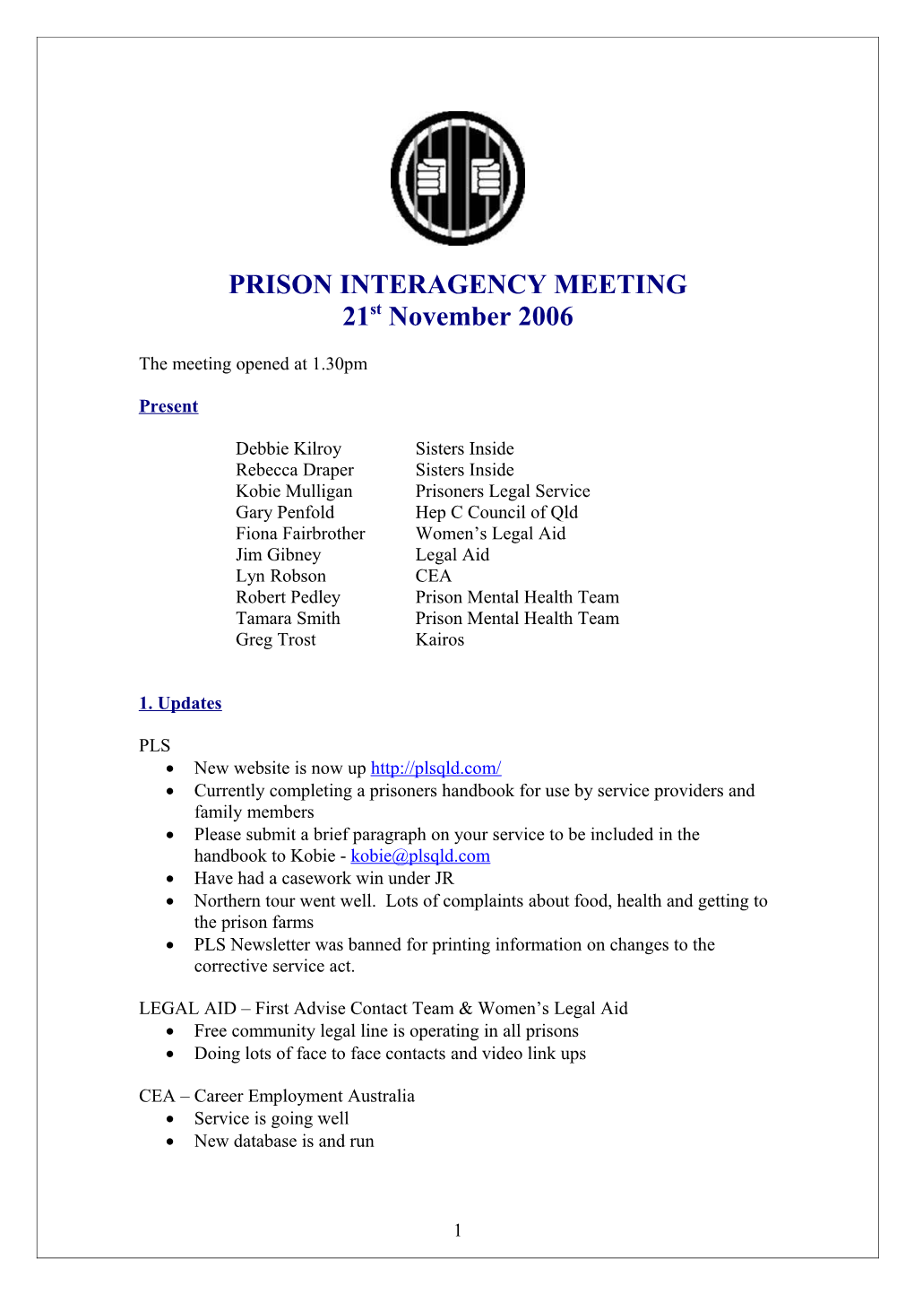 Prison Interagency Meeting