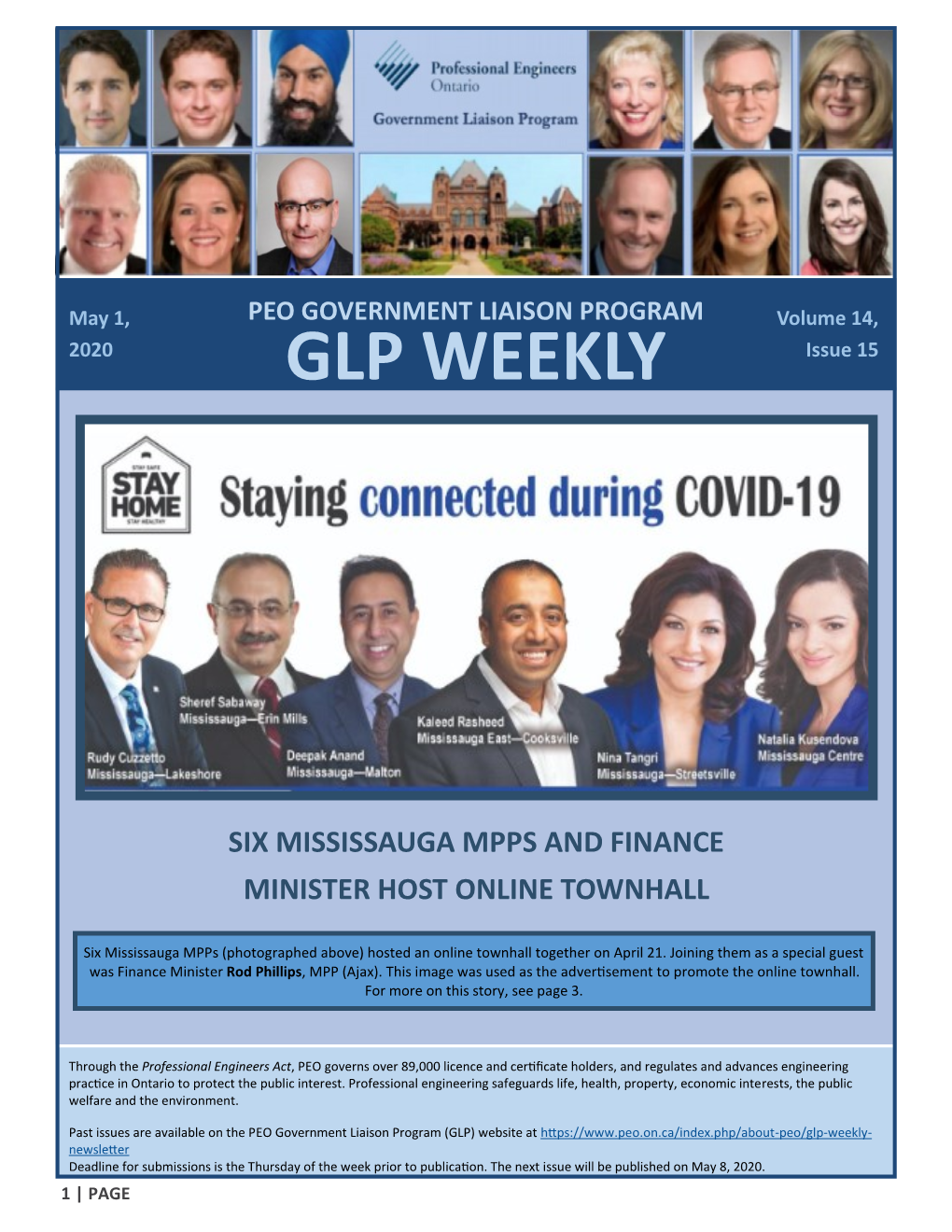 PEO GOVERNMENT LIAISON PROGRAM Volume 14, 2020 GLP WEEKLY Issue 15