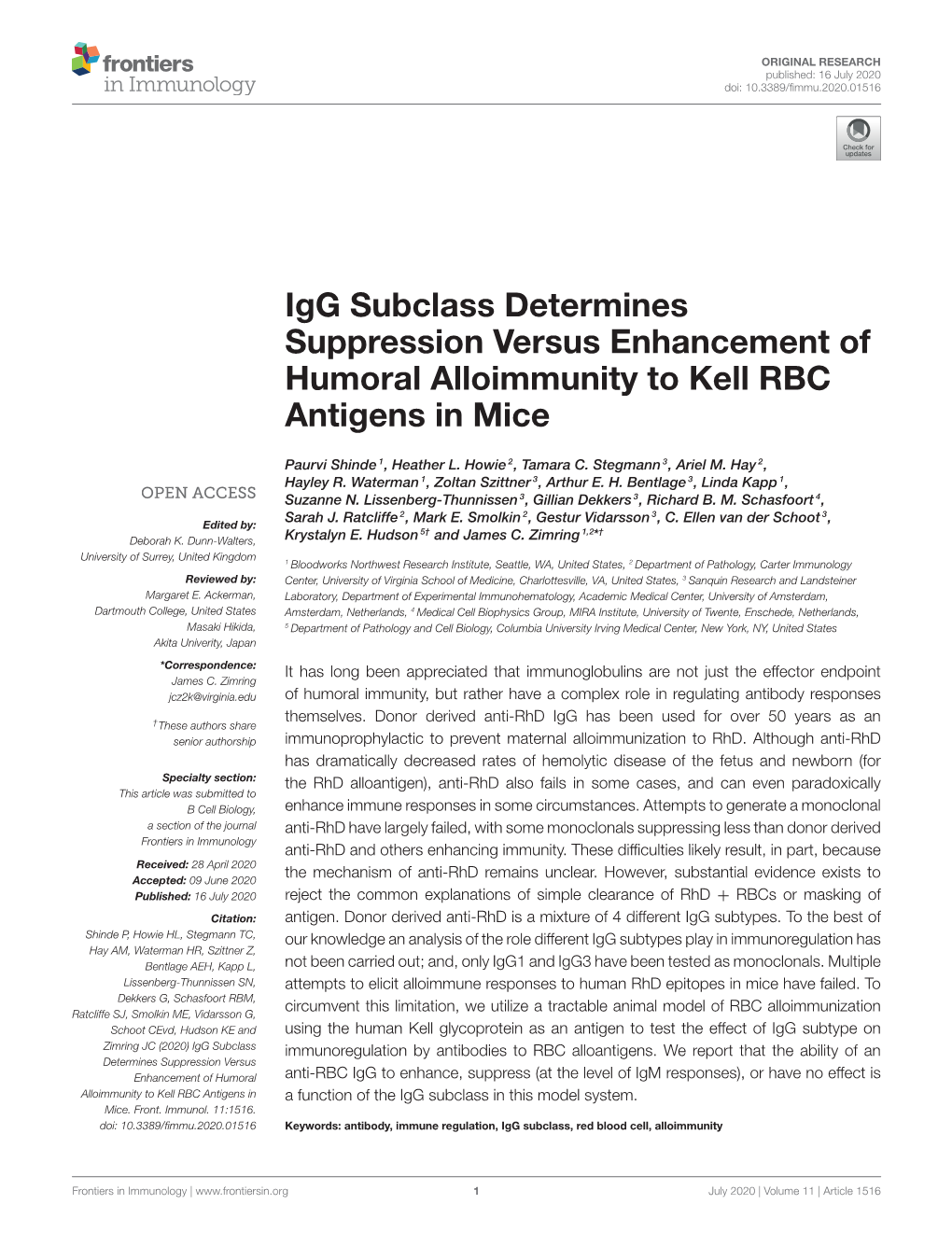 Igg Subclass Determines Suppression Versus Enhancement of Humoral Alloimmunity to Kell RBC Antigens in Mice