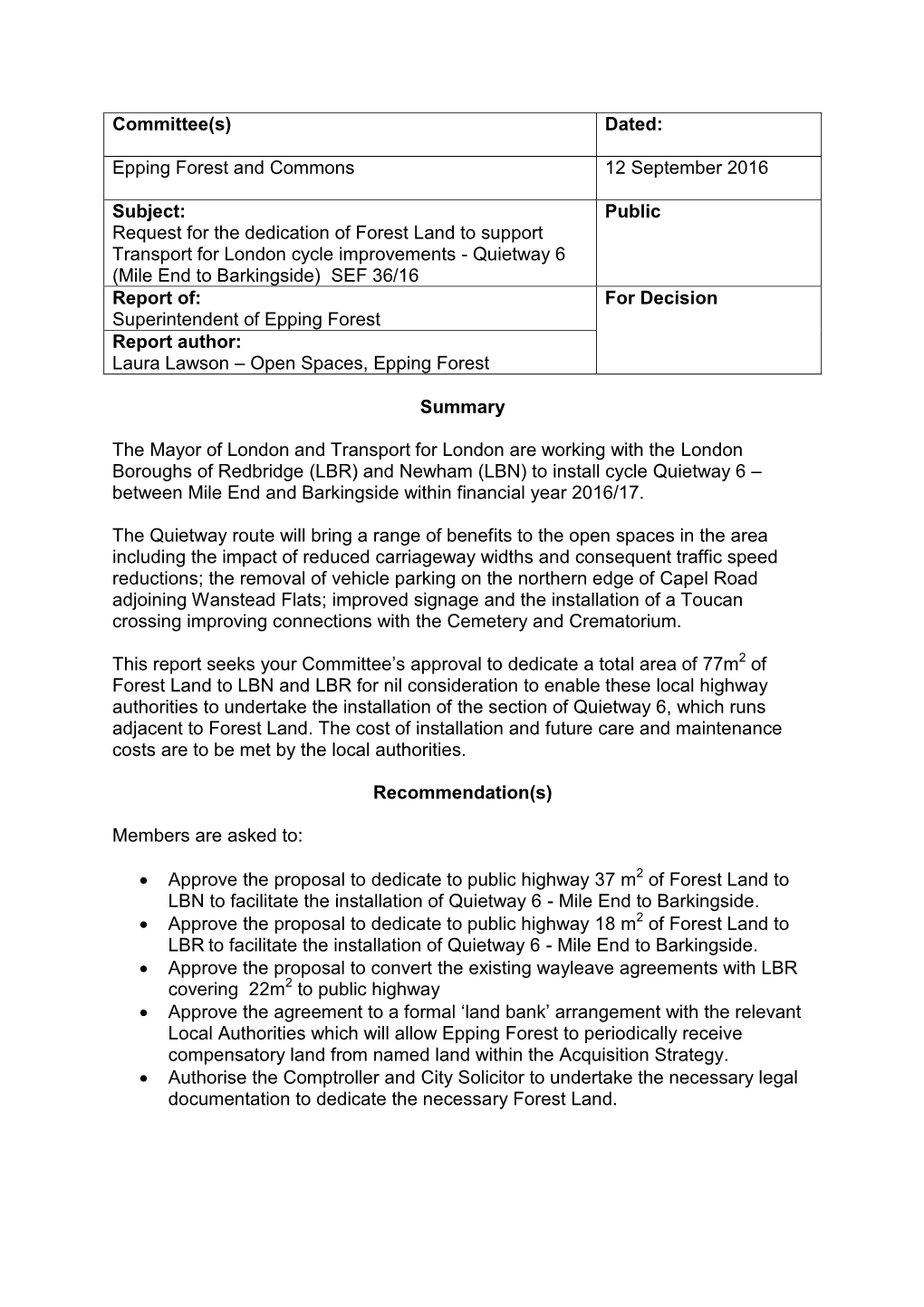 SEF 36-16 Committee Report