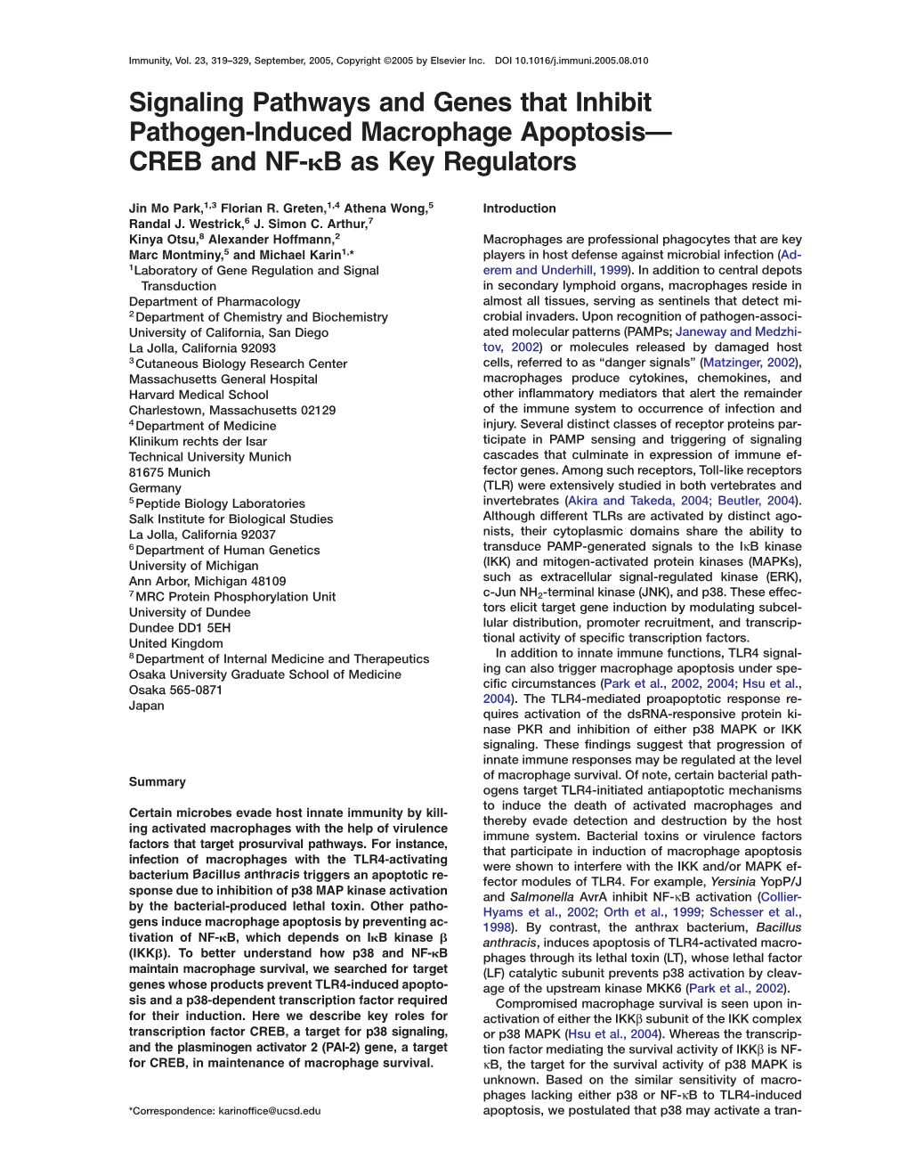 CREB and NF- B As Key Regulators