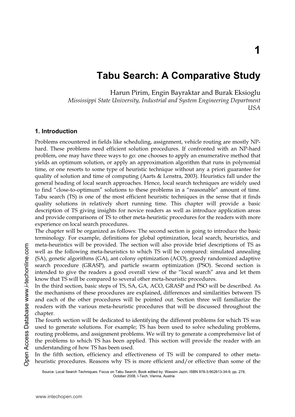 Tabu Search: a Comparative Study