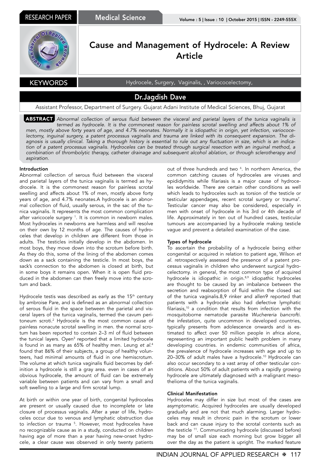 Cause and Management of Hydrocele: a Review Article