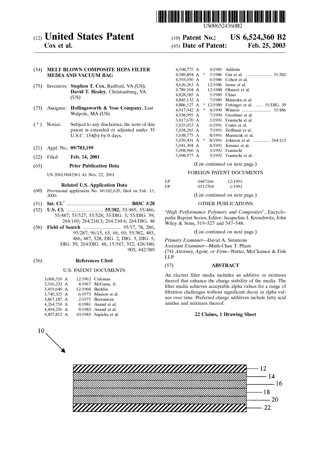 (12) United States Patent (10) Patent No.: US 6,524,360 B2 Cox Et Al