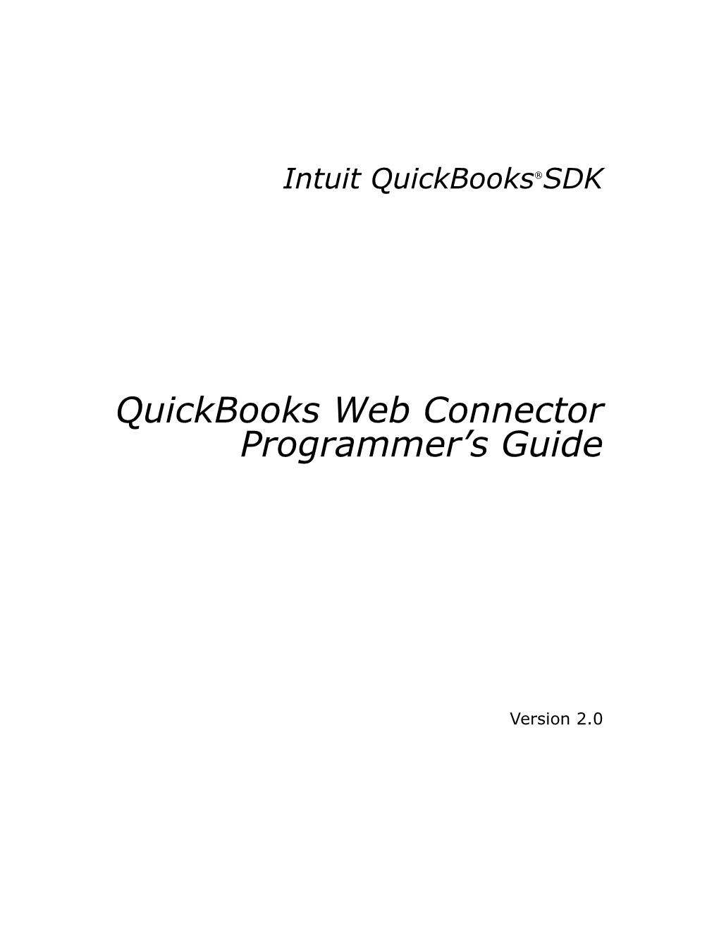 Quickbooks Web Connector Programmer's Guide