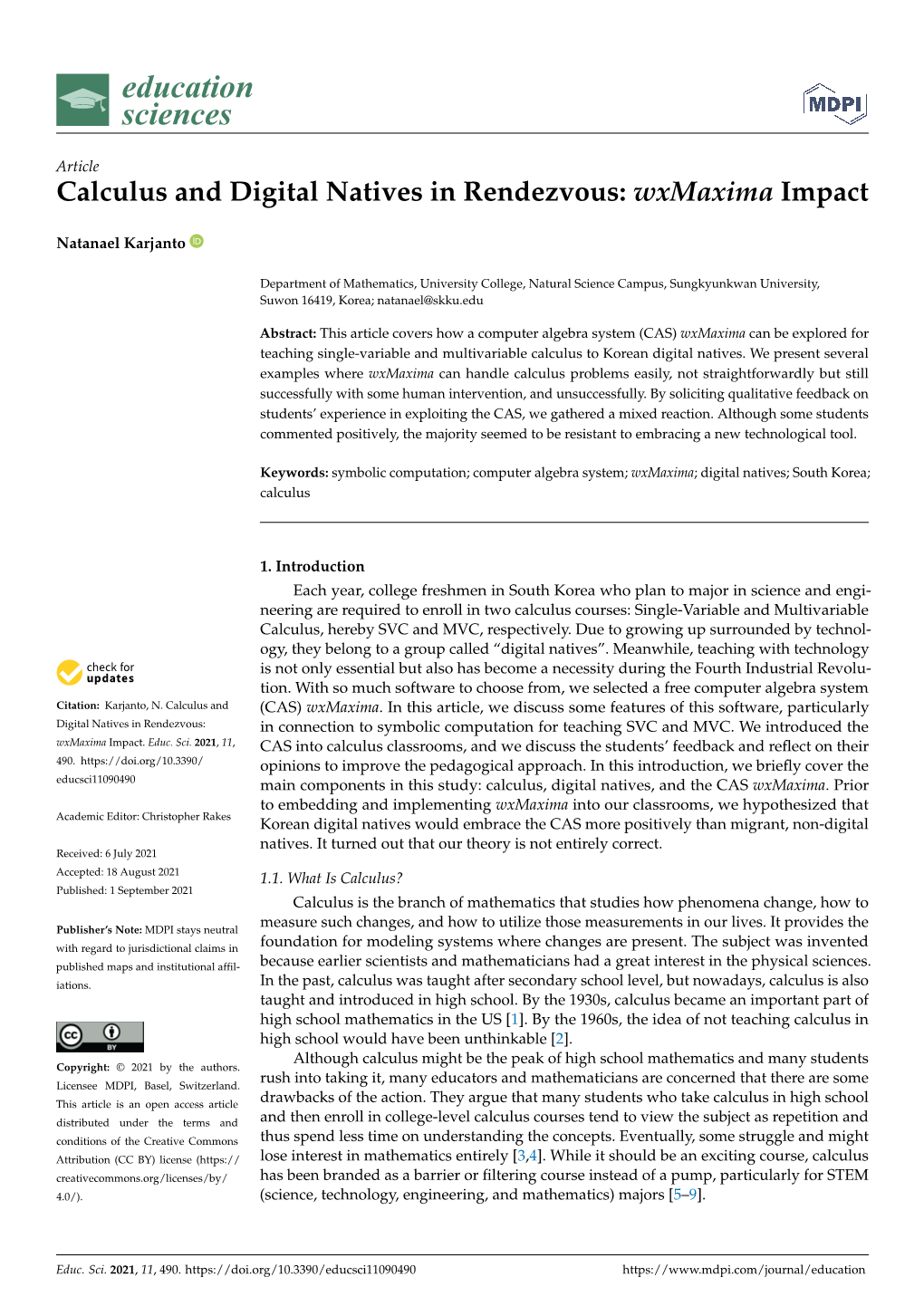 Calculus and Digital Natives in Rendezvous: Wxmaxima Impact