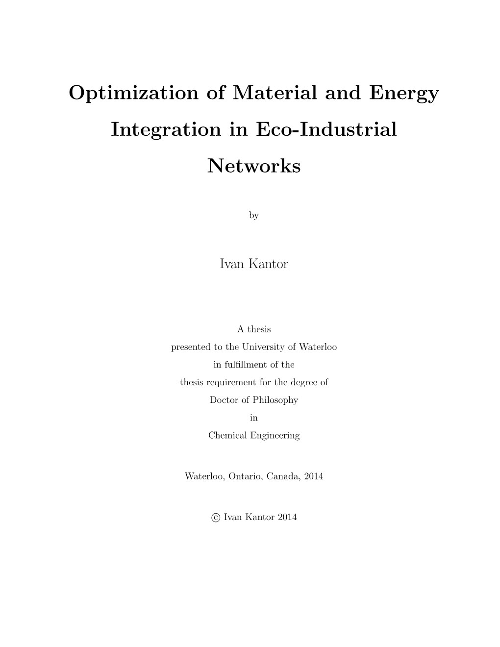 Optimization of Material and Energy Integration in Eco-Industrial Networks