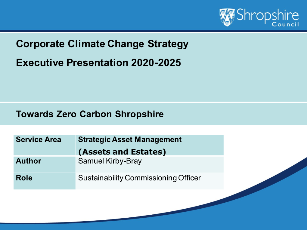 Corporate Climate Change Strategy Executive Presentation 2020-2025