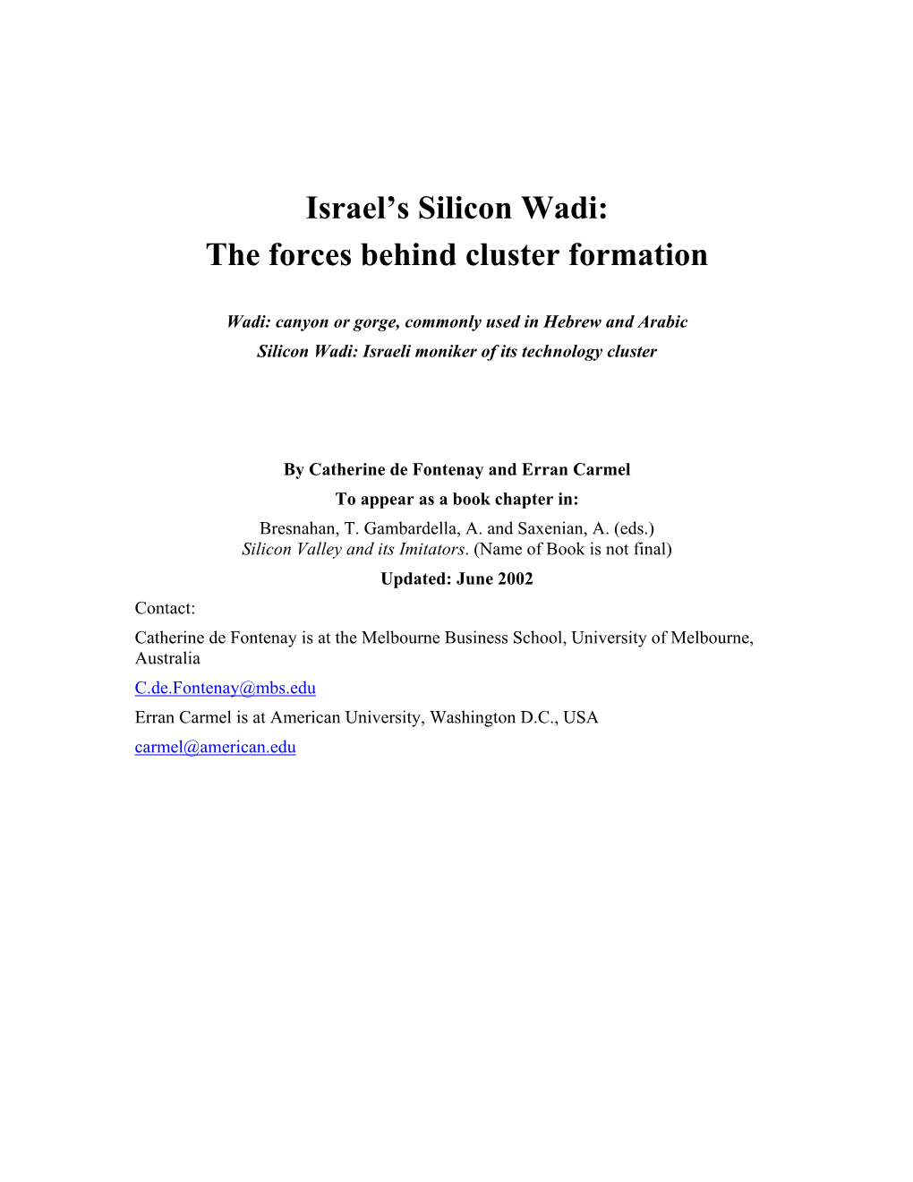 Israel's Silicon Wadi