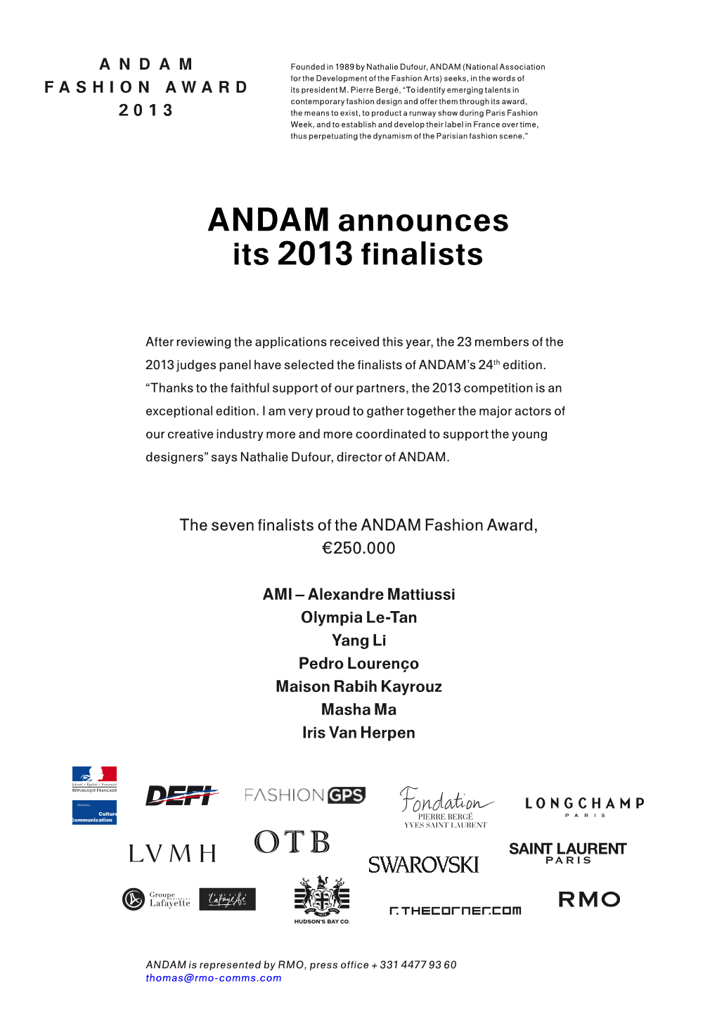 N2 – Andam Announces Its 2013 Finalists