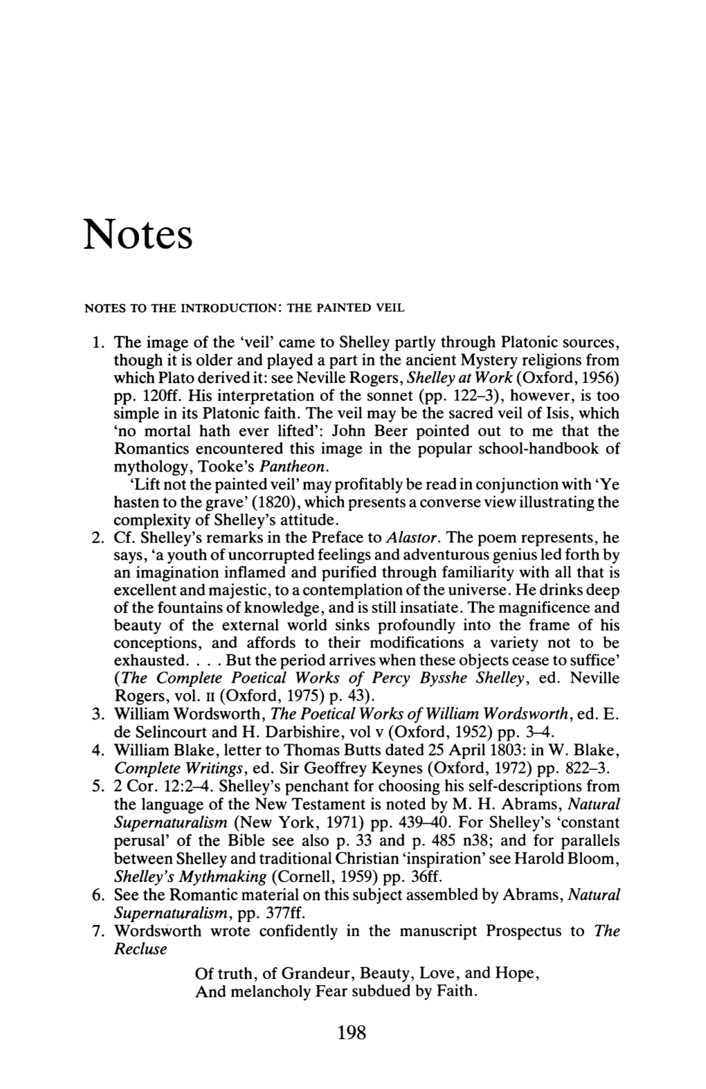 1. the Image of the 'Veil' Came to Shelley Partly Through Platonic