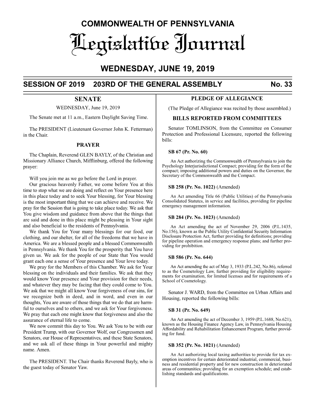 Legislative Journal
