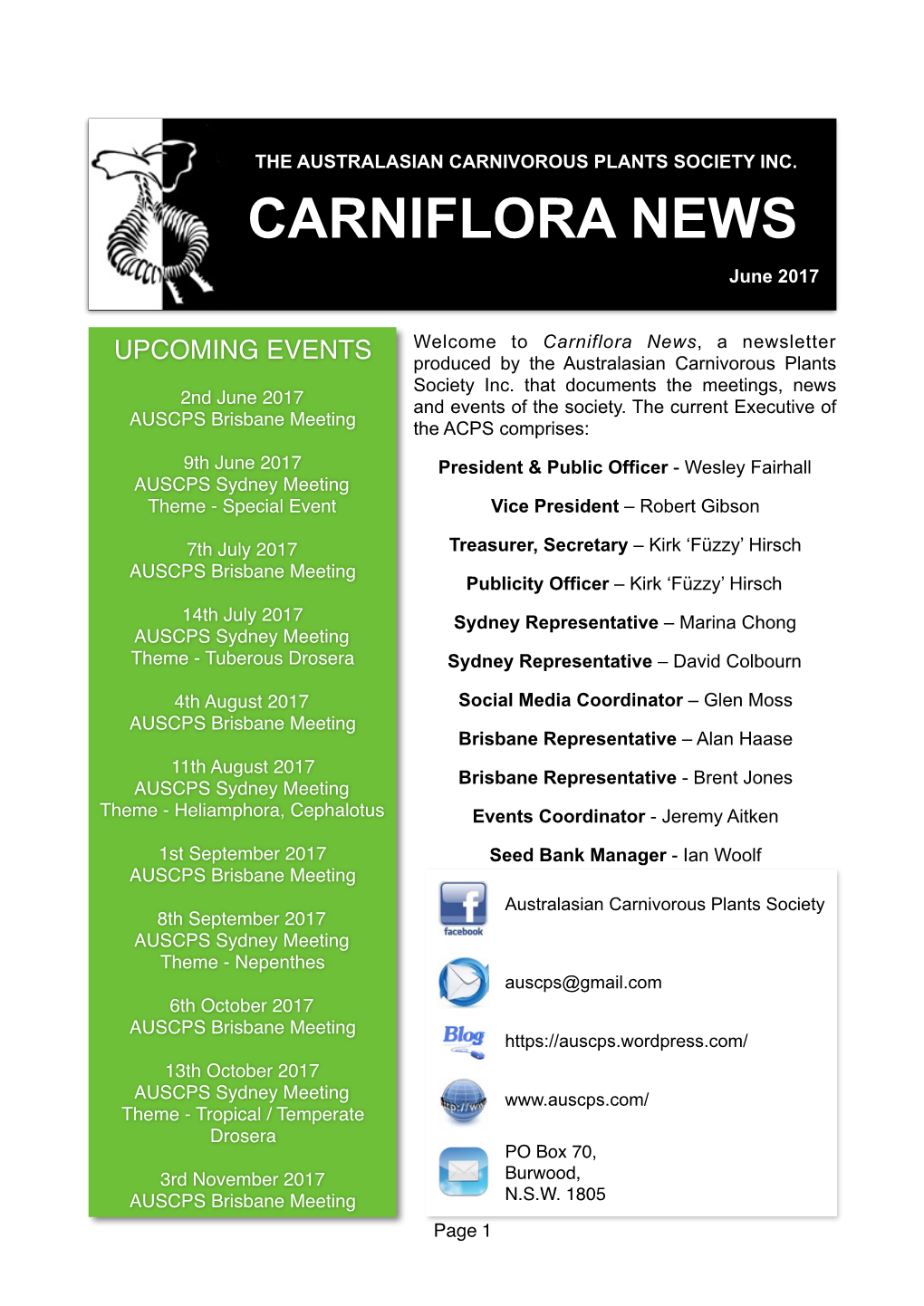 Carniflora News, June 2017