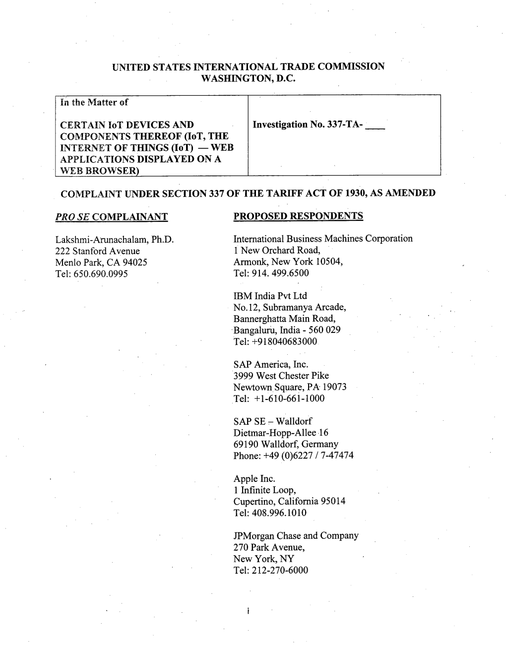 UNITED STATES INTERNATIONAL TRADE COMMISSION in the Matter