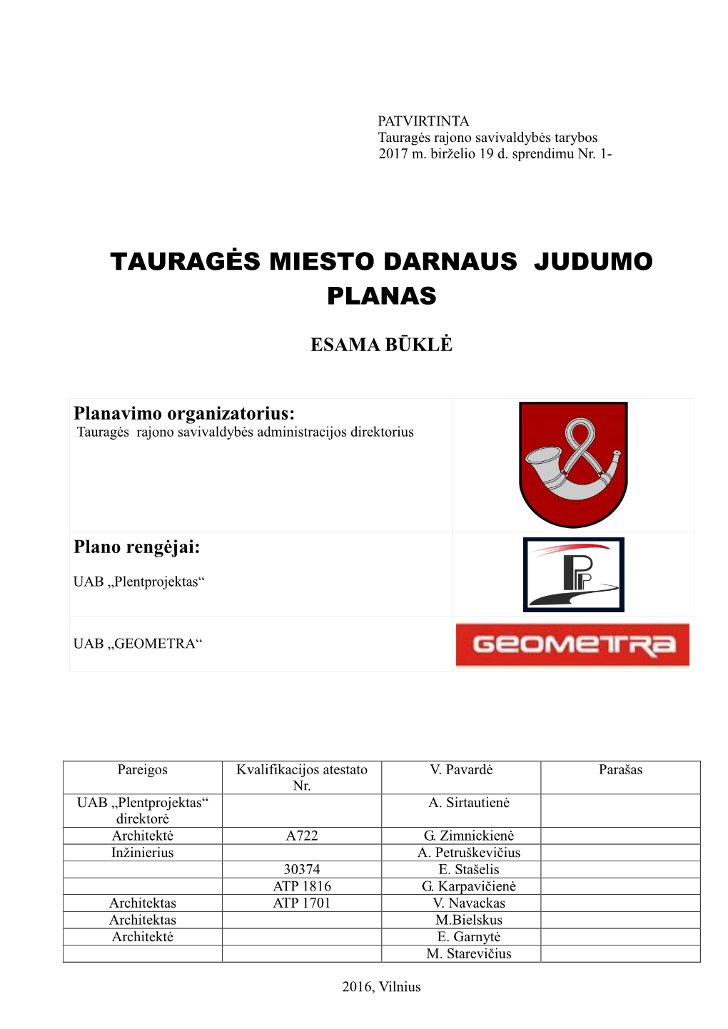 Tauragės Miesto Darnaus Judumo Planas