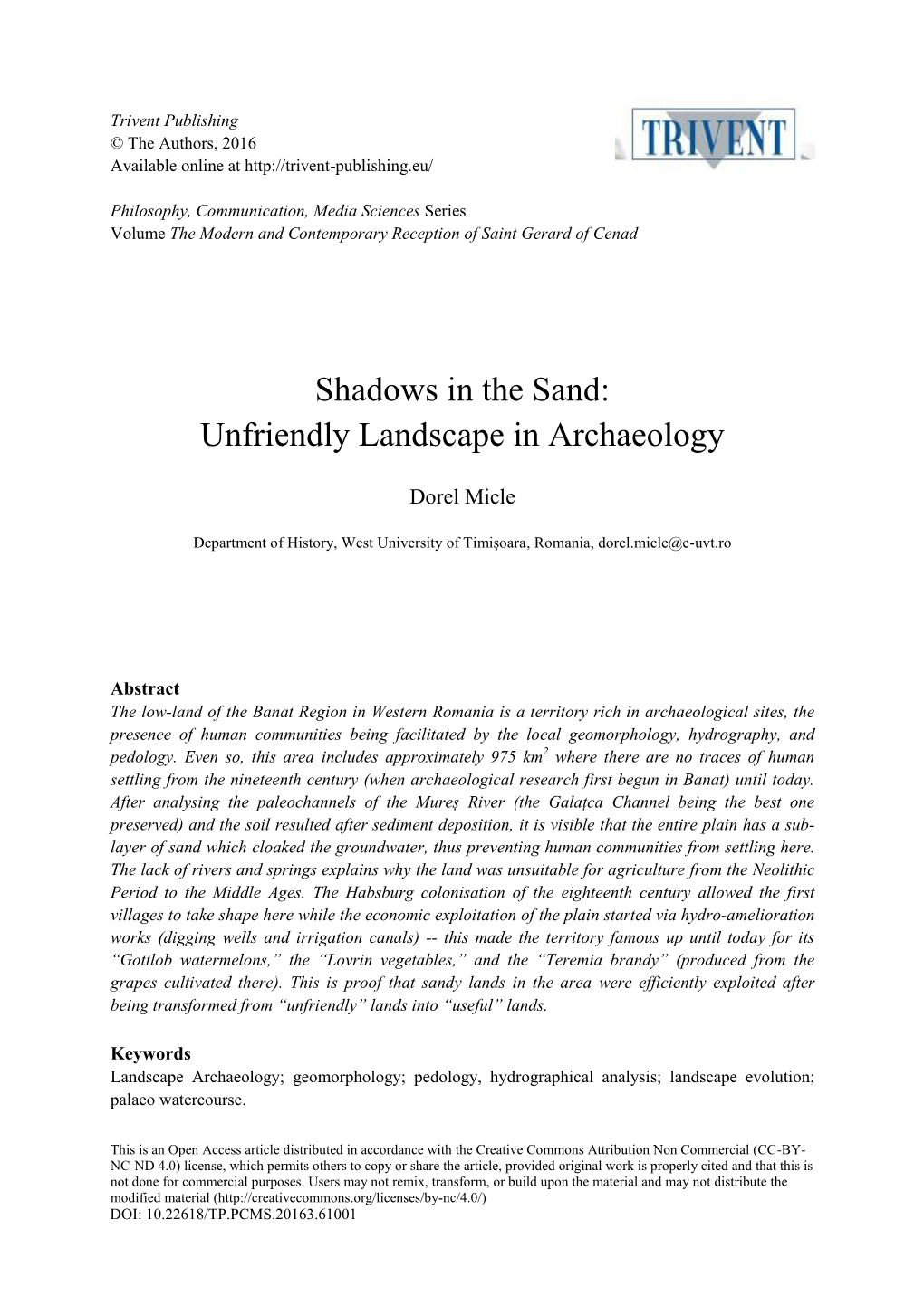 Shadows in the Sand: Unfriendly Landscape in Archaeology