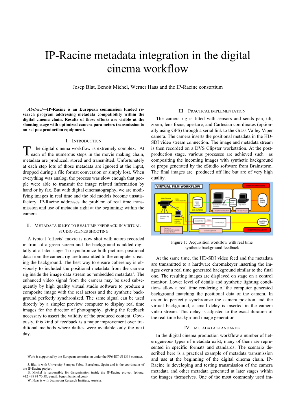 IP-Racine Metadata Integration in the Digital Cinema Workflow