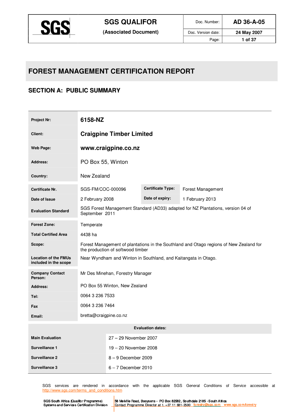 Sgs Qualifor Forest Management Certification