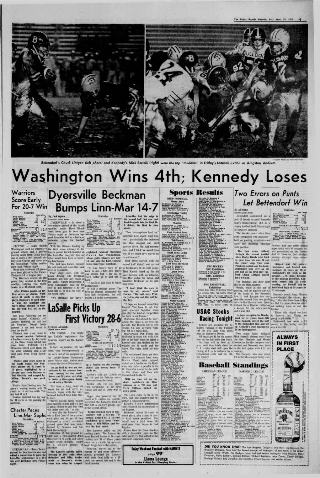 Washington Wins 4Th; Kennedy Loses