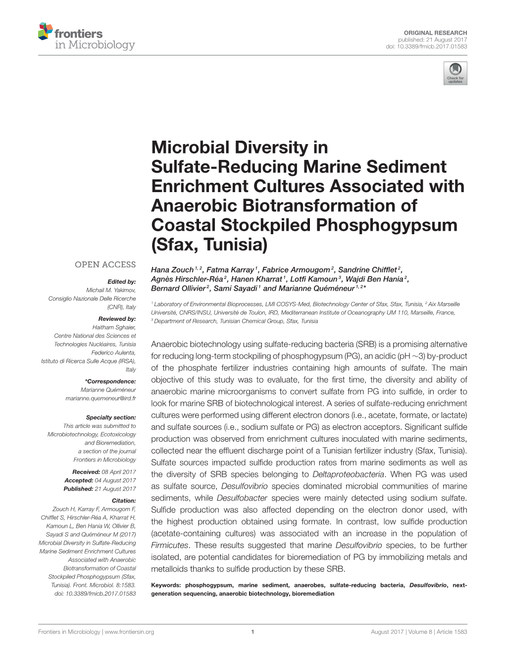 Microbial Diversity in Sulfate-Reducing Marine Sediment Enrichment