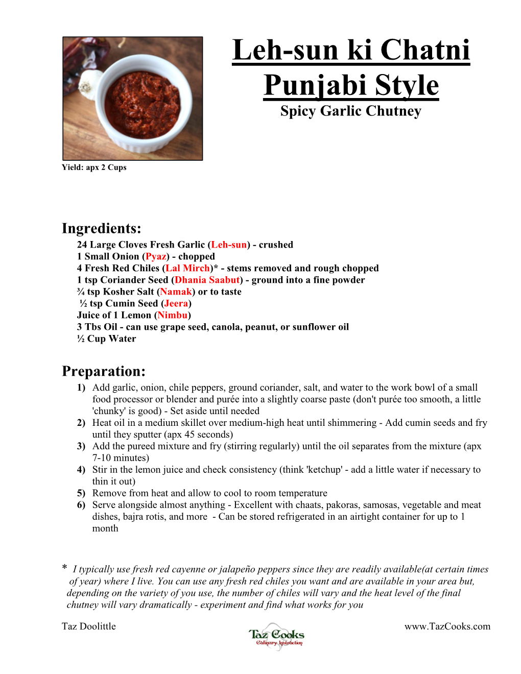 Leh-Sun Ki Chatni Punjabi Style Spicy Garlic Chutney