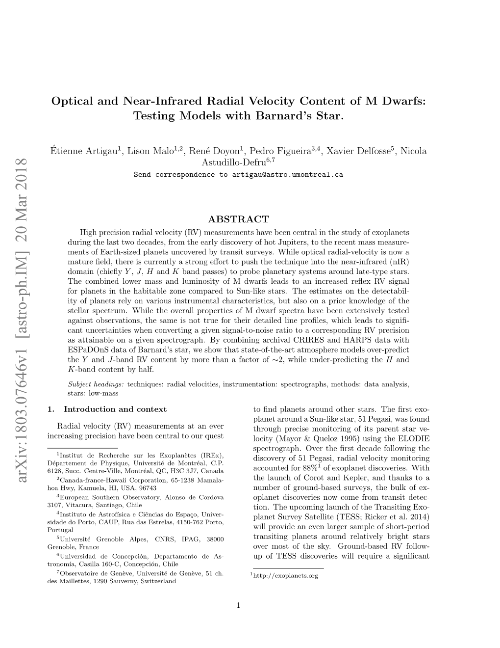 Optical and Near-Infrared Radial Velocity Content of M Dwarfs: Testing Models with Barnard’S Star