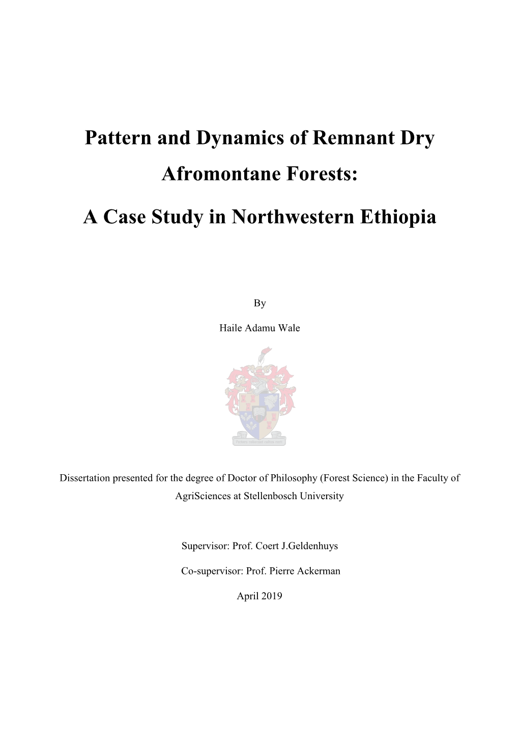 Pattern and Dynamics of Remnant Dry Afromontane Forests: a Case