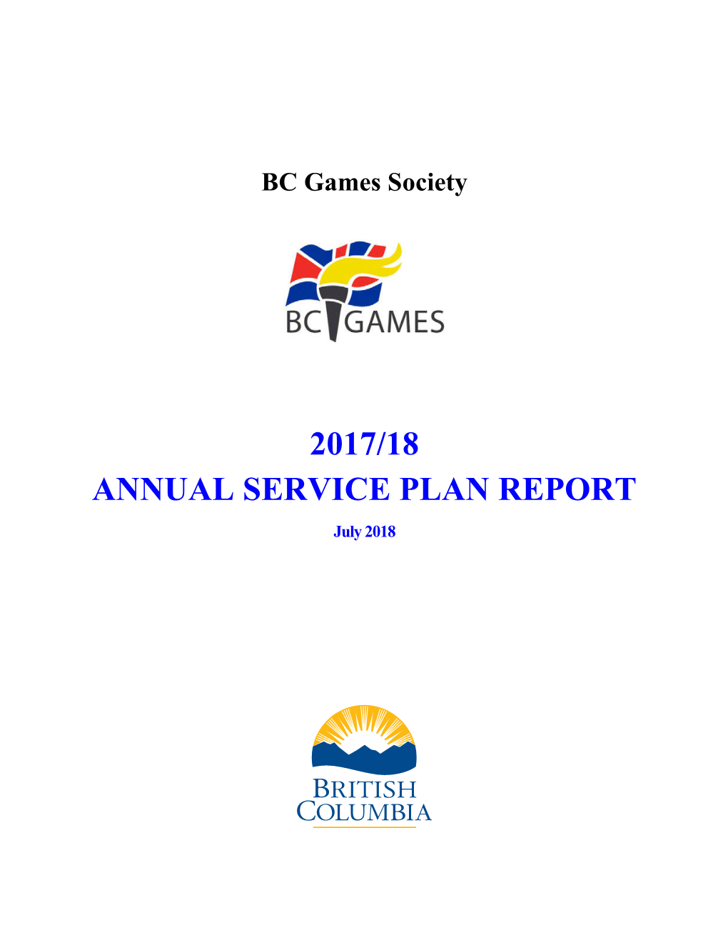 BC Games Society 2017/18 Annual Service Plan Report