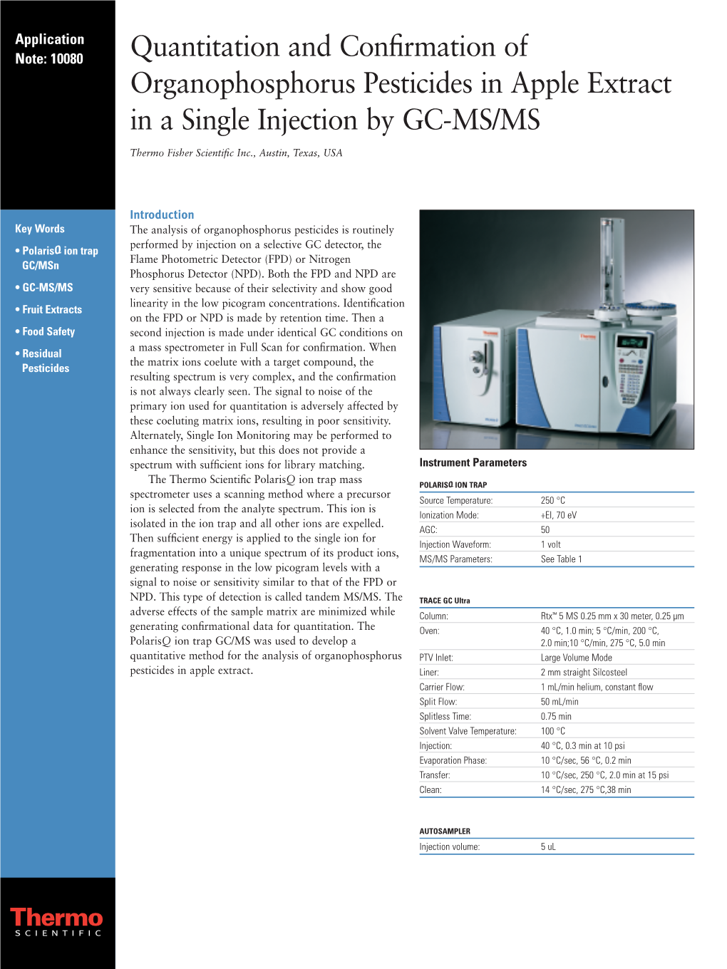 Quantitation and Confirmation of Organophosphorus Pesticides In