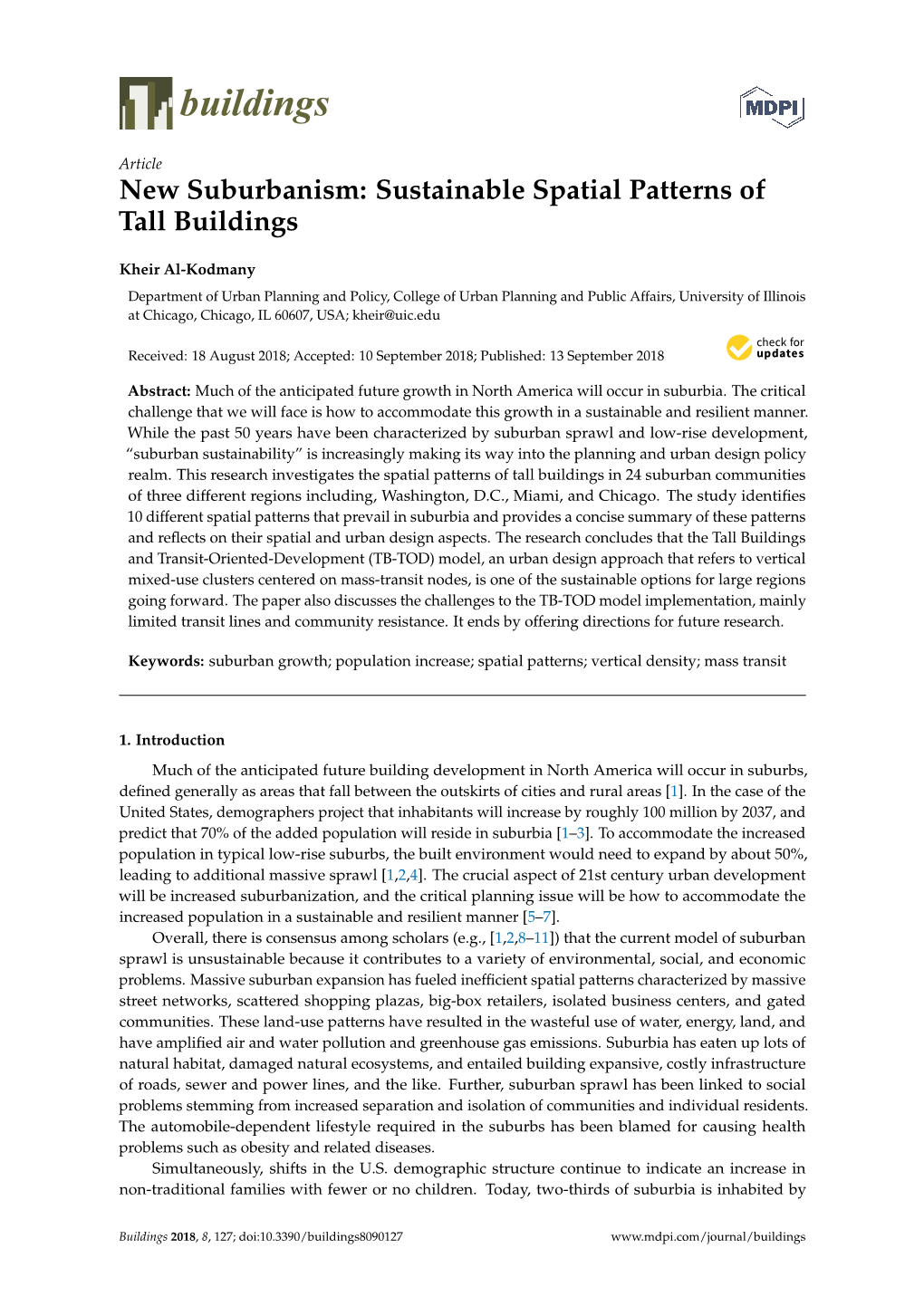 New Suburbanism: Sustainable Spatial Patterns of Tall Buildings