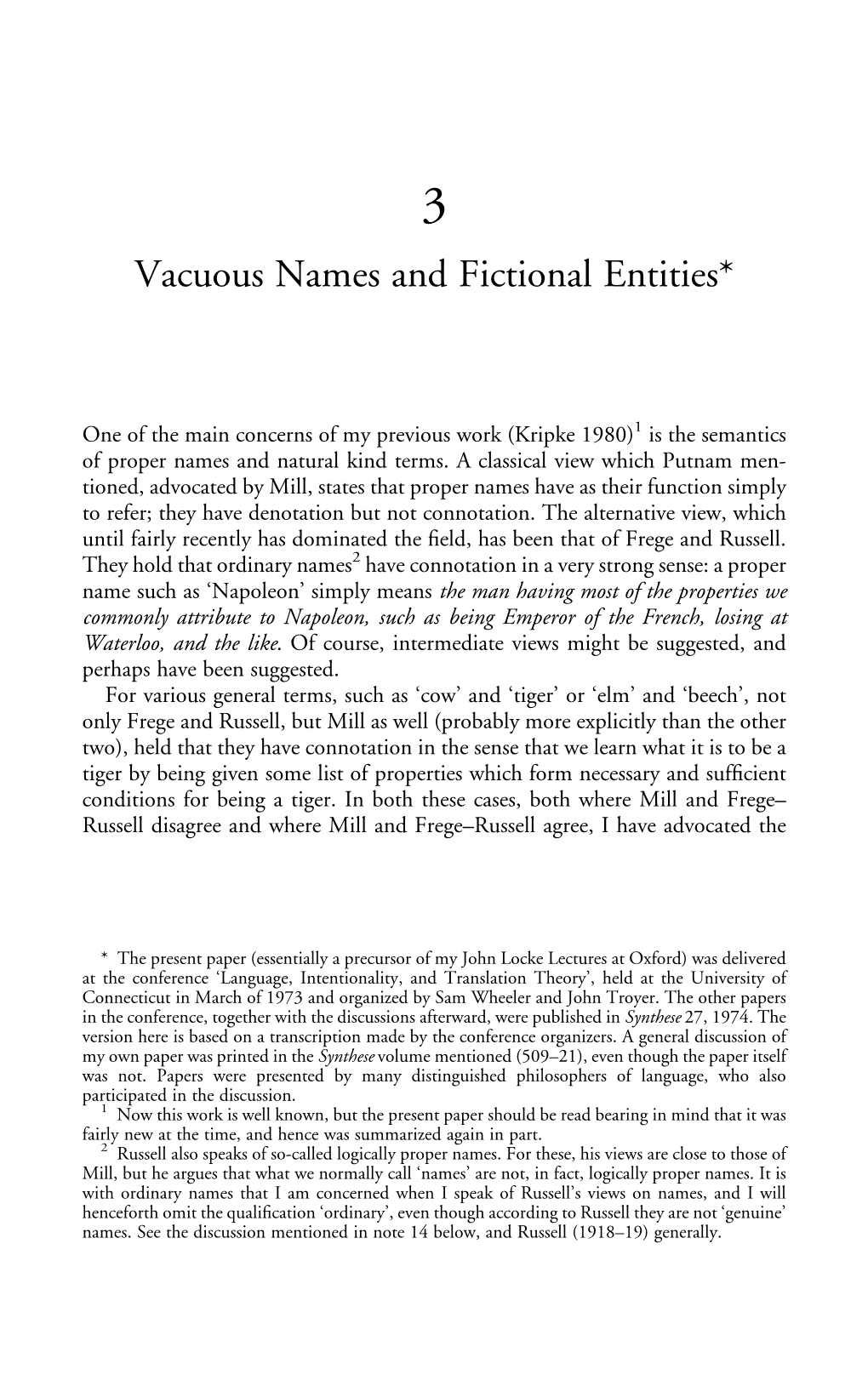 Vacuous Names and Fictional Entities*