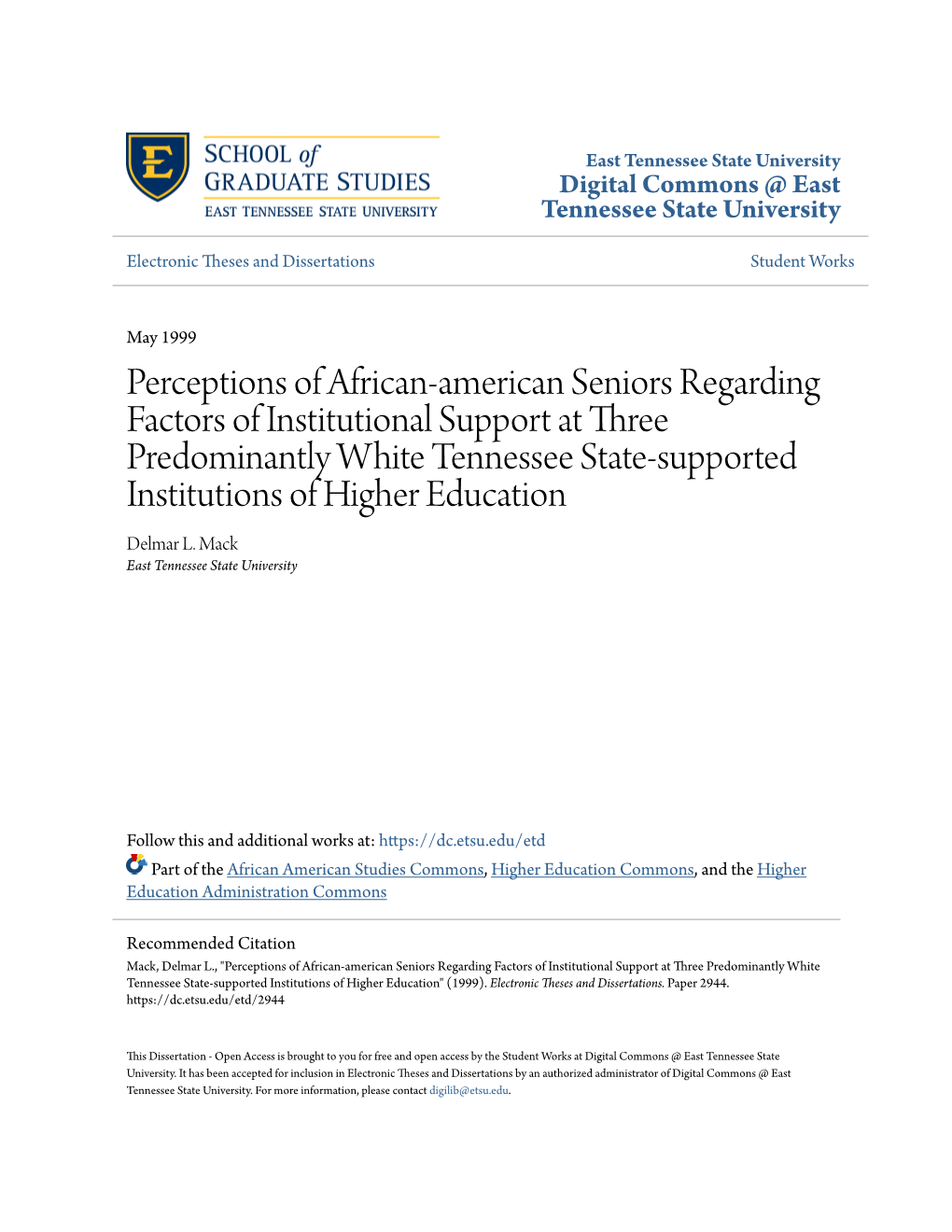 Perceptions of African-American Seniors Regarding Factors Of