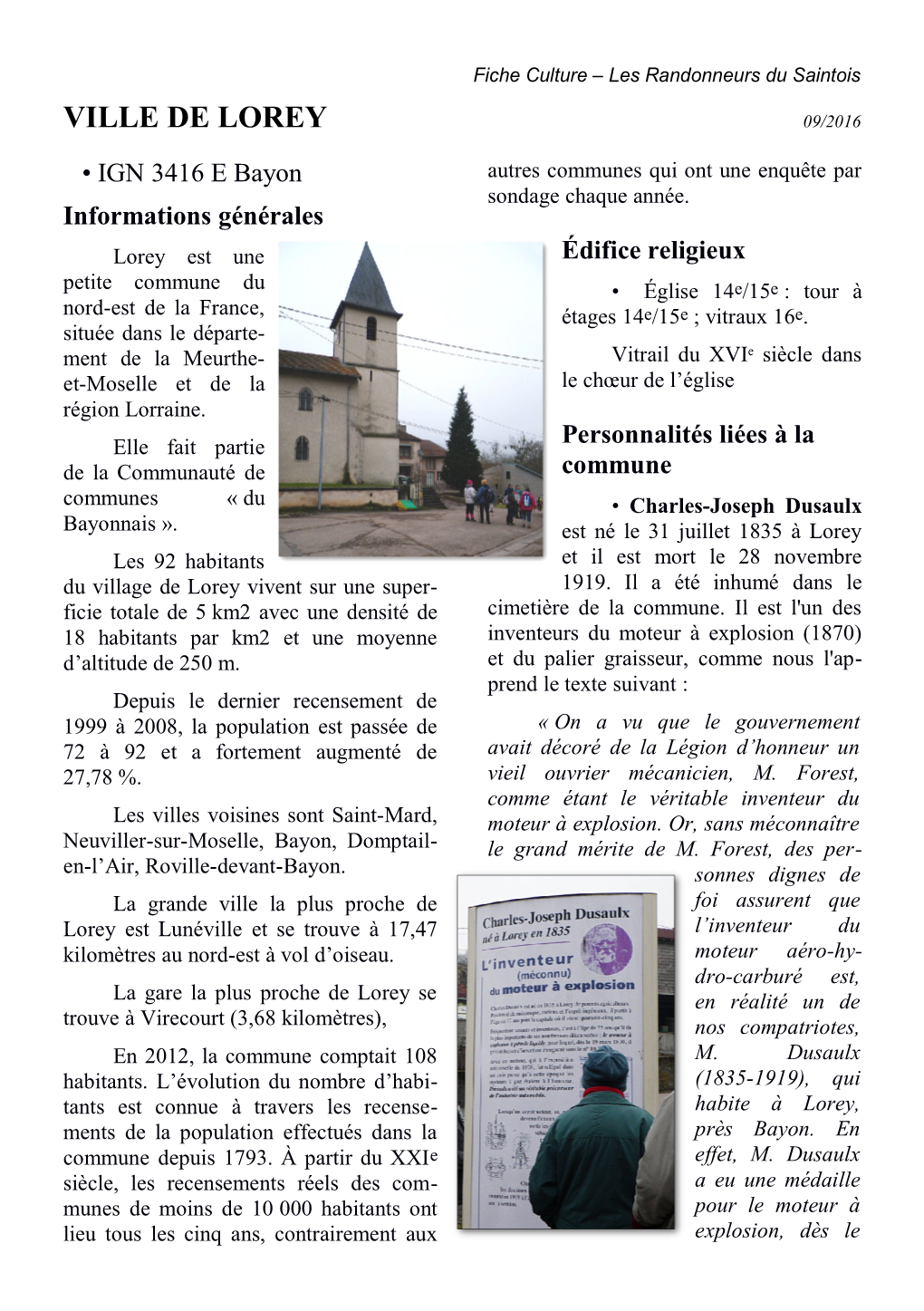 VILLE DE LOREY 09/2016 • IGN 3416 E Bayon Autres Communes Qui Ont Une Enquête Par Sondage Chaque Année