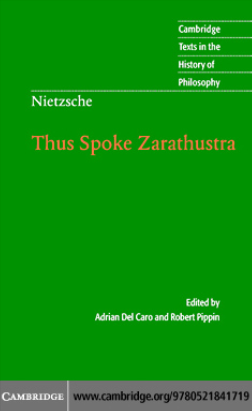 Thus Spoke Zarathustra CAMBRIDGE TEXTS in the HISTORY of PHILOSOPHY