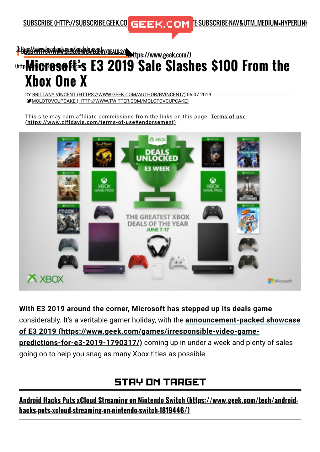 Microsoft's E3 2019 Sale Slashes $100 from the Xbox One X