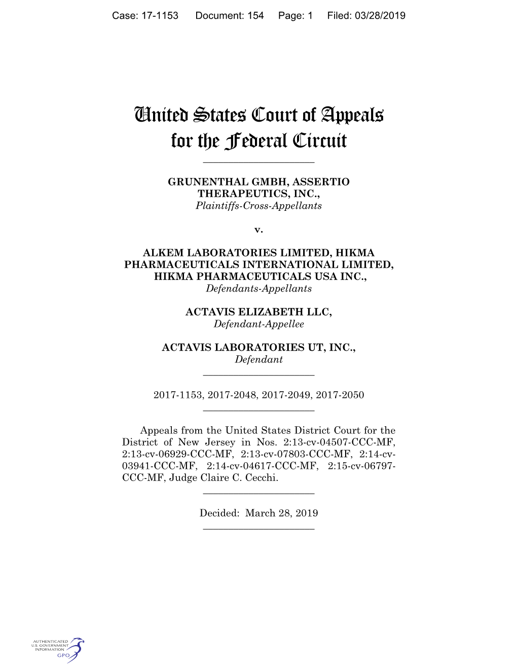 United States Court of Appeals for the Federal Circuit ______