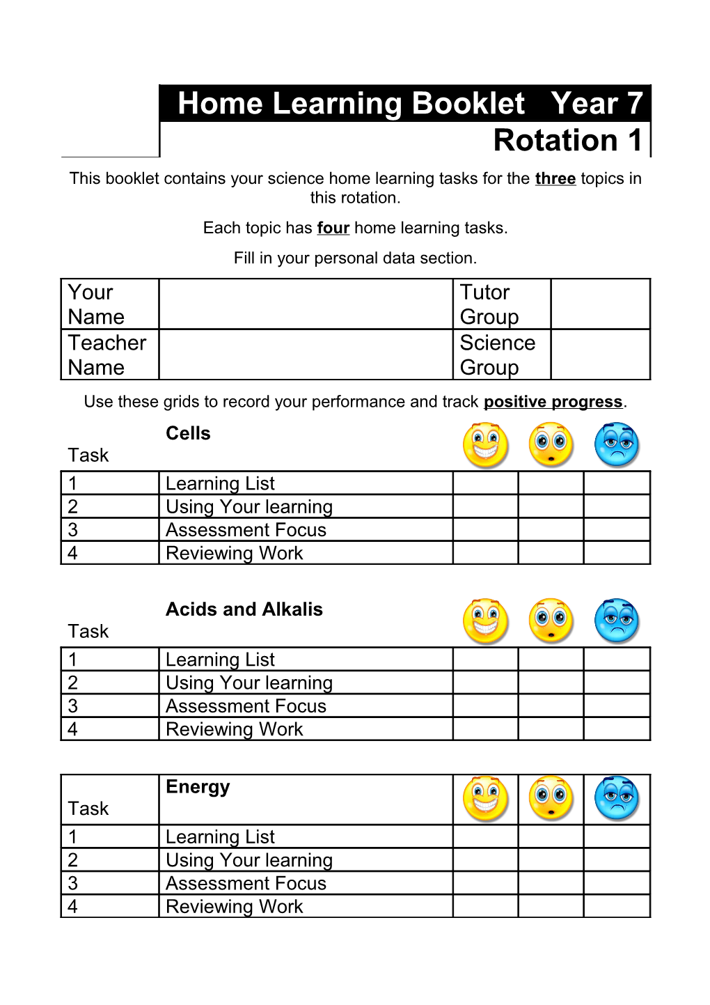 Home Learning Booklet Year 8