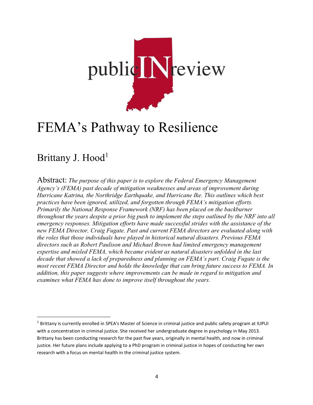 FEMA's Pathway to Resilience