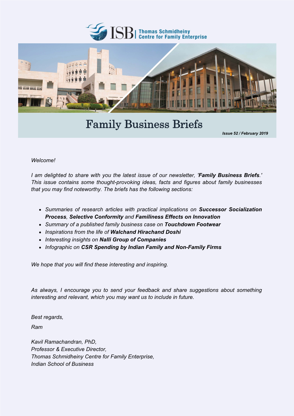 Family Business Briefs Issue 52 / February 2019