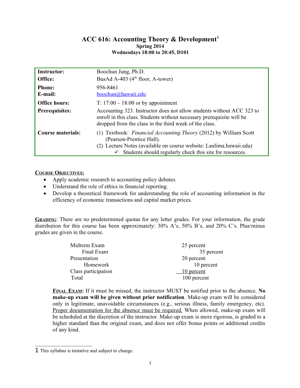 ACC 616: Accounting Theory & Development 1